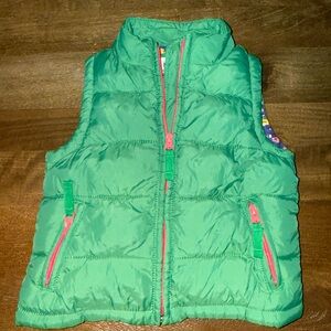 Boden Green Vest with Pink Zipper